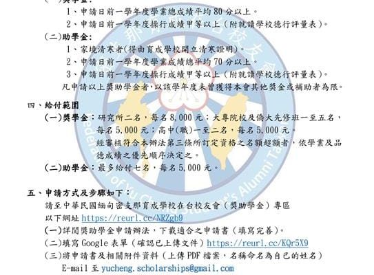 1110808 獎助學金申請公告